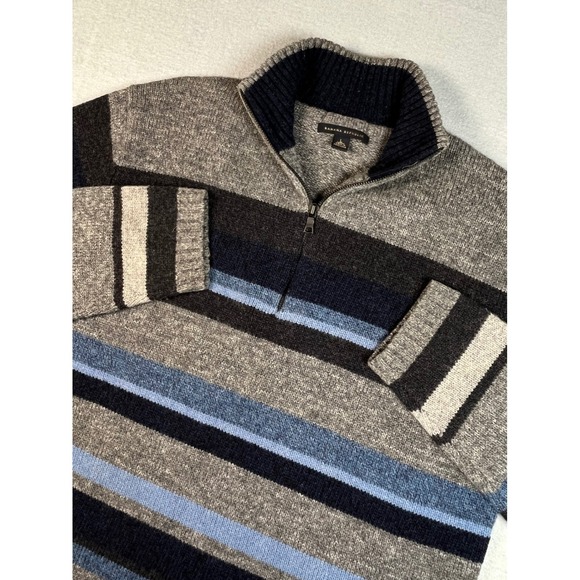 Banana Republic Men's Striped Wool‎ Quarter Zip Sweater Size L